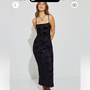 Garage Floral Velvet Midi Dress